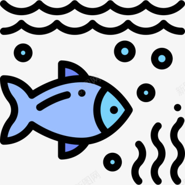 鱼自然25线形颜色图标图标