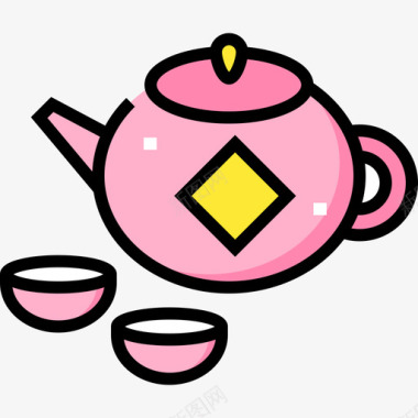 茶壶瓷器18线型颜色图标图标