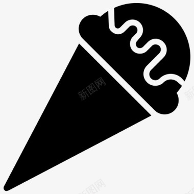 冰淇淋蛋卷玉米角冰淇淋图标图标