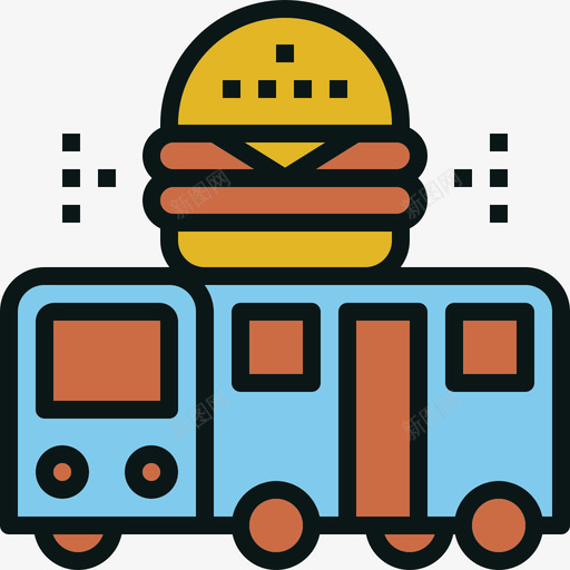 食品车旅游运输4线性颜色图标svg_新图网 https://ixintu.com 旅游运输4 线性颜色 食品车