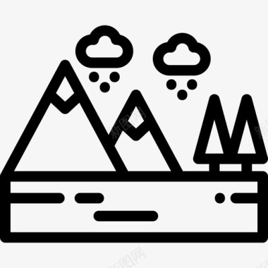 山地冬季自然线性图标图标