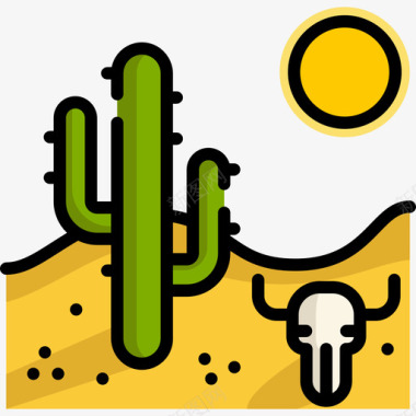 沙漠旅行地点表情符号3线性颜色图标图标