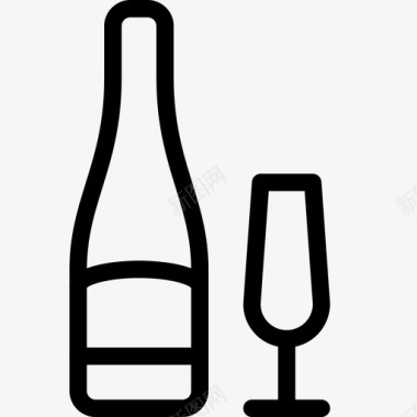 香槟酒瓶庆典图标图标