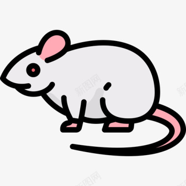 老鼠动物和自然2线性颜色图标图标