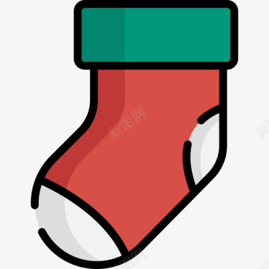 圣诞袜圣诞65线性颜色图标图标