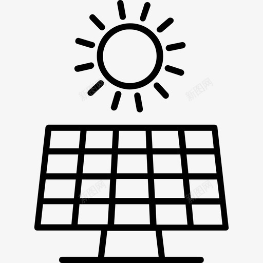 太阳能电池板绿色能源线性图标svg_新图网 https://ixintu.com 太阳能电池板 线性 绿色能源