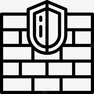 防火墙安全45线性图标图标