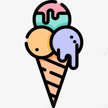 冰淇淋生日23线形颜色图标图标