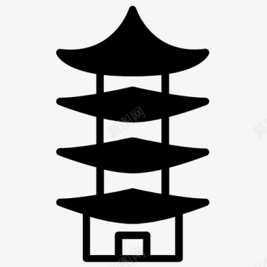 神社建筑日本图标图标