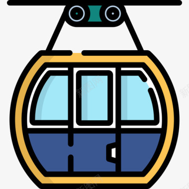缆车冬季23线性颜色图标图标
