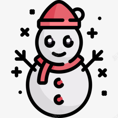 雪人动物与自然2线性颜色图标图标