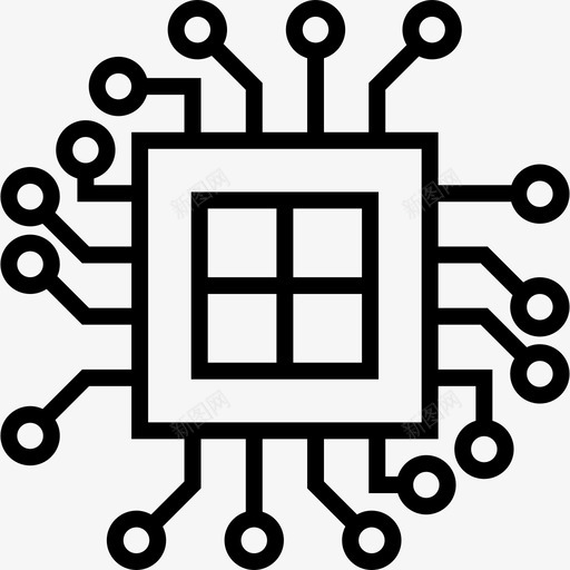 微芯片网络13线性图标svg_新图网 https://ixintu.com 微芯片 线性 网络13