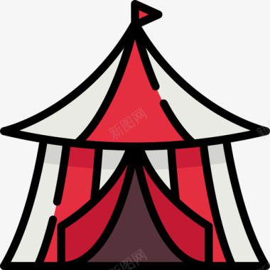 帐篷运动63线性颜色图标图标