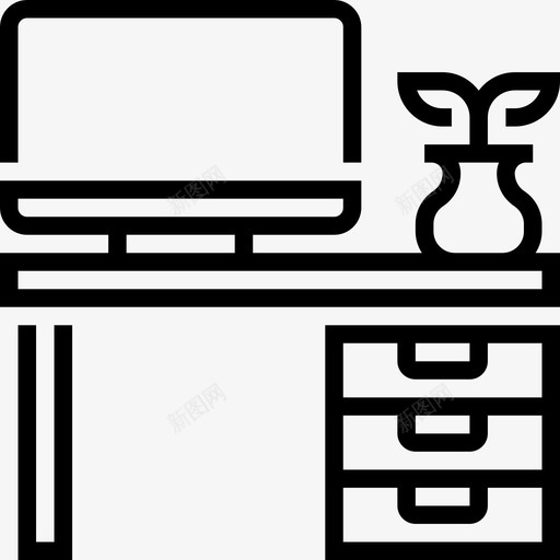 办公桌办公元素8直线型图标svg_新图网 https://ixintu.com 办公元素8 办公桌 直线型
