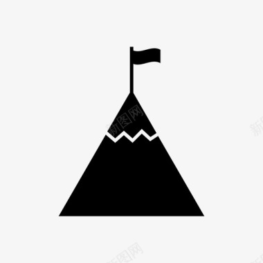 山上的旗帜冒险摇滚图标图标