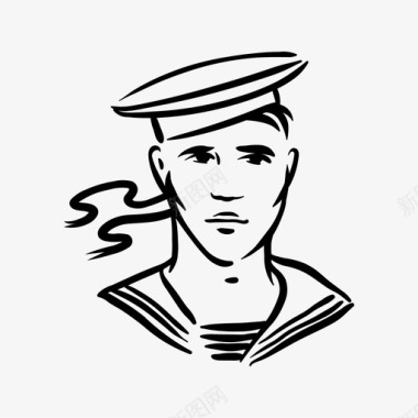 年轻的水手时髦的人海军图标图标