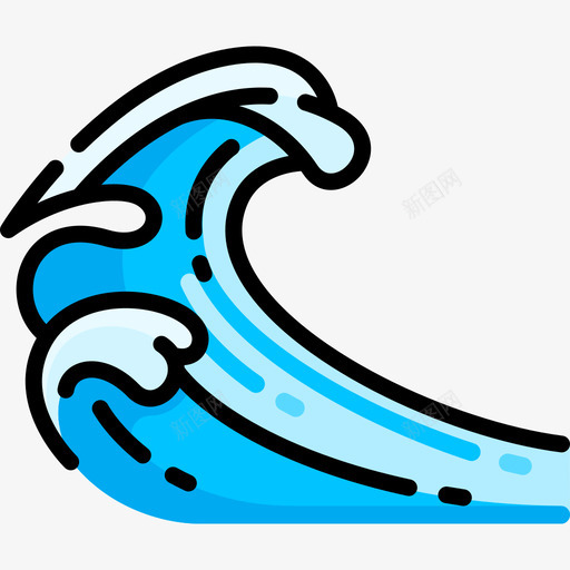波浪动物与自然2线性颜色图标svg_新图网 https://ixintu.com 动物与自然2 波浪 线性颜色