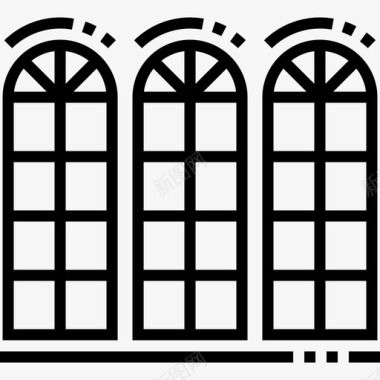 窗户复古装饰7线性图标图标