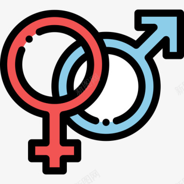 性别象征婚礼34线性颜色图标图标