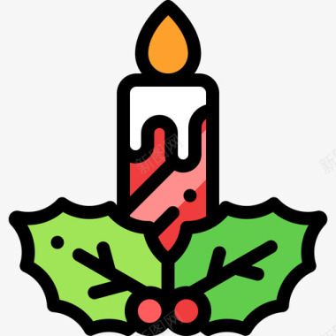 蜡烛圣诞70线颜色图标图标