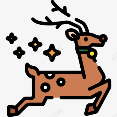 鹿圣诞106线性颜色图标图标