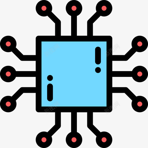 Cpu云计算网络2线颜色图标svg_新图网 https://ixintu.com Cpu 云计算网络2 线颜色