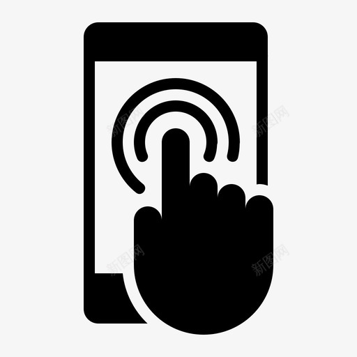 触摸屏指纹手机图标svg_新图网 https://ixintu.com 手机 指纹 智能手机 智能手机字形 触摸屏
