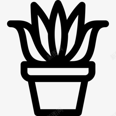 芦荟室内植物5种线形图标图标