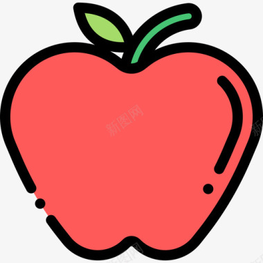 苹果水果和蔬菜6线形颜色图标图标