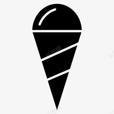 冰淇淋筒甜固体图标图标