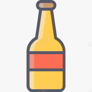 啤酒饮料和饮料4线性颜色图标图标