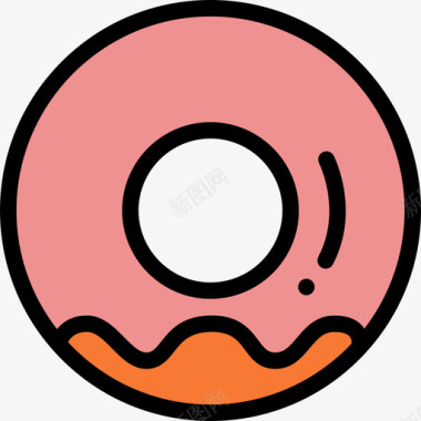 甜甜圈生日20线形颜色图标图标