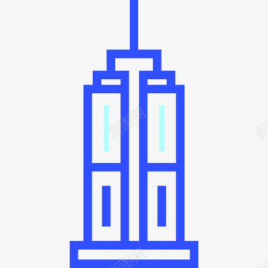 帝国大厦旅游57线性颜色图标图标