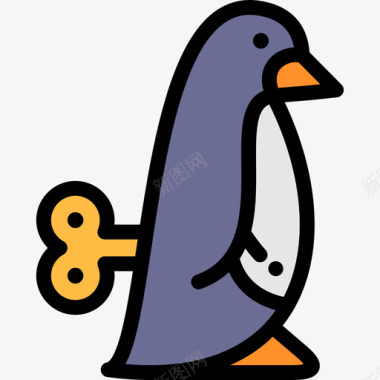 企鹅圣诞玩具4线性颜色图标图标