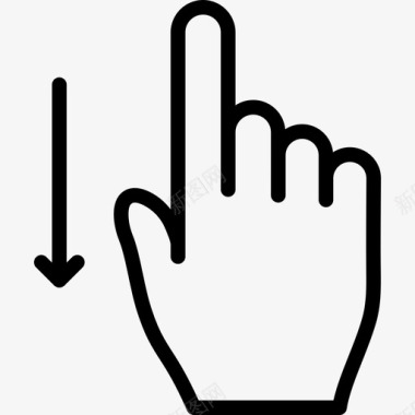 一个手指向下滑动触摸手势轮廓v2图标图标