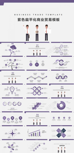贸易畅通紫色扁平化商业贸易策划书