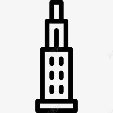 摩天大楼建筑7线性图标图标
