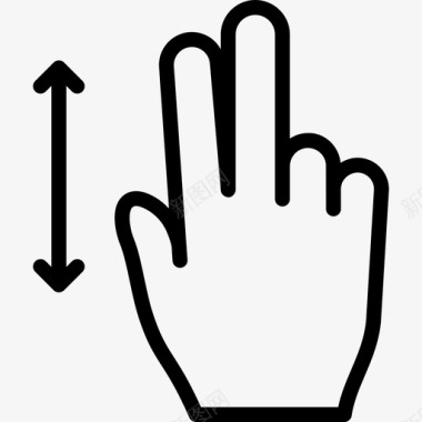 两个手指垂直滑动触摸手势轮廓v2图标图标
