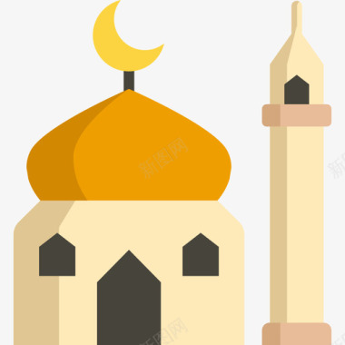 清真寺旅行场所表情符号2平面图图标图标