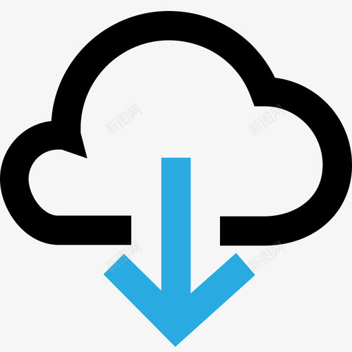 云下载svg_新图网 https://ixintu.com 云下载 填充 线性 扁平 简约 多色 方正