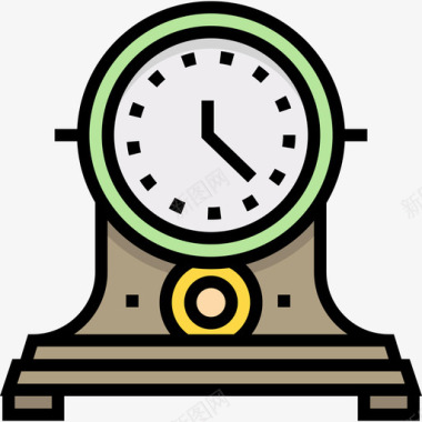 时钟复古装饰6线颜色图标图标