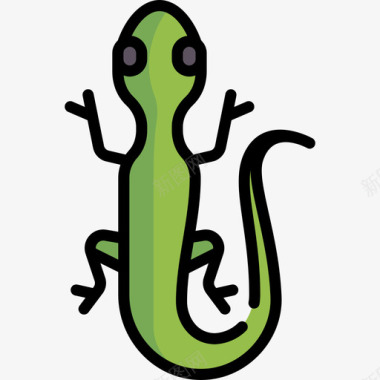 蜥蜴动物与自然2线性颜色图标图标
