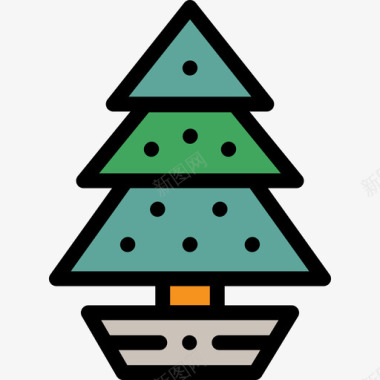 圣诞树寒假2线性颜色图标图标