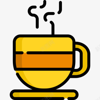 咖啡杯秋20线性颜色图标图标