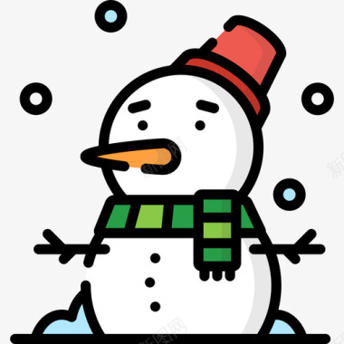 雪人圣诞106线性颜色图标图标