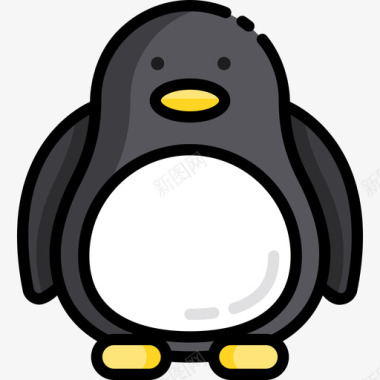 企鹅海洋生物2线性颜色图标图标