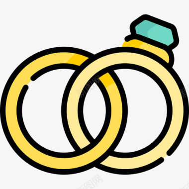 结婚戒指婚礼43线性颜色图标图标