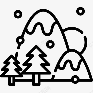 山地冬季运动12直线图标图标