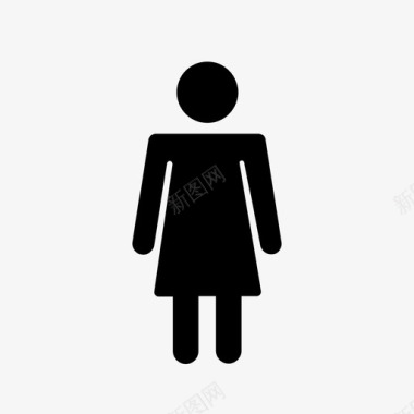 女人浴室标志女孩图标图标