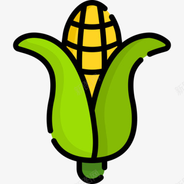 玉米食品和饮料10线性颜色图标图标